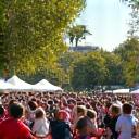 Diverse group of people at a lively community festival