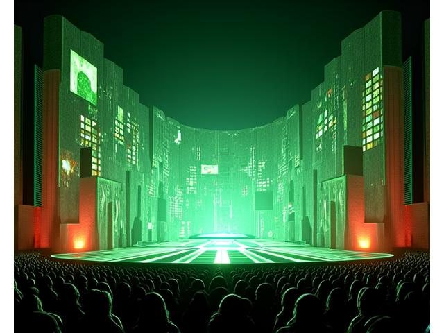 Intricate projection mapping transforming a complex architectural stage into a dynamic canvas