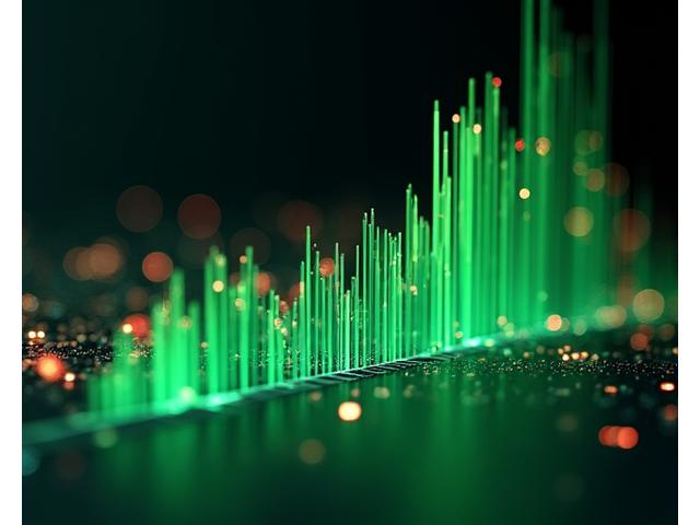 Dynamic financial charts and graphs overlayed with abstract musical elements, symbolizing efficient budget management for tours.